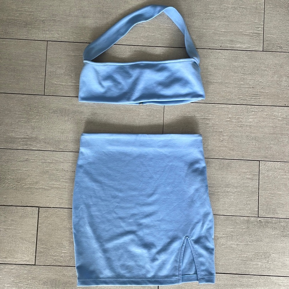 Two Piece Periwinkle Blue Skirt Set